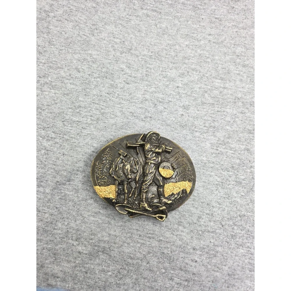 Vintage 1987 Siskiyou Striking It Rich Gold Western Frontier Belt Buckle Rare